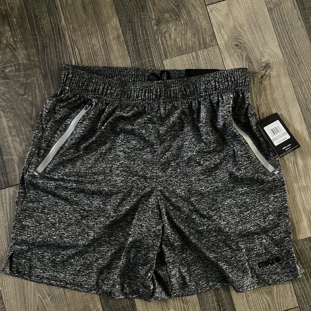 Gray Athletic Shorts with Elastic Waistband and Lightweight Fabric